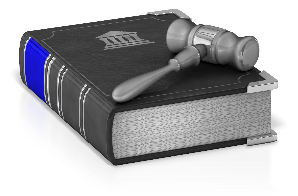 Gavel on top of book