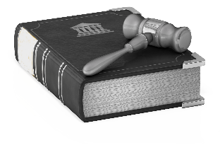 Gavel on top of book Gavel on top of book