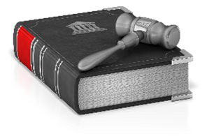 Gavel on top of book